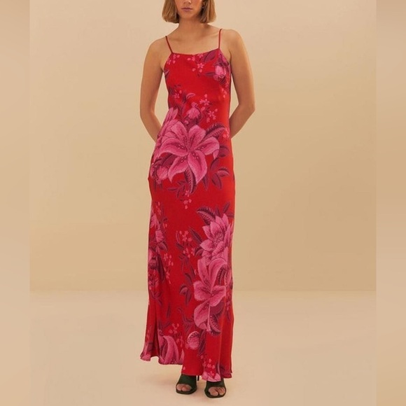 Red Summer Fruit Lenzing™ Ecovero™ Viscose Maxi Dress - Picture 2 of 5
